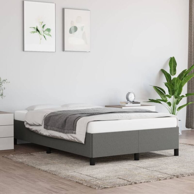 Lit double-120x200 cm, Cadre de Lit, Lit adulte Gris foncé 120x200 cm Tissu design in JKF334580