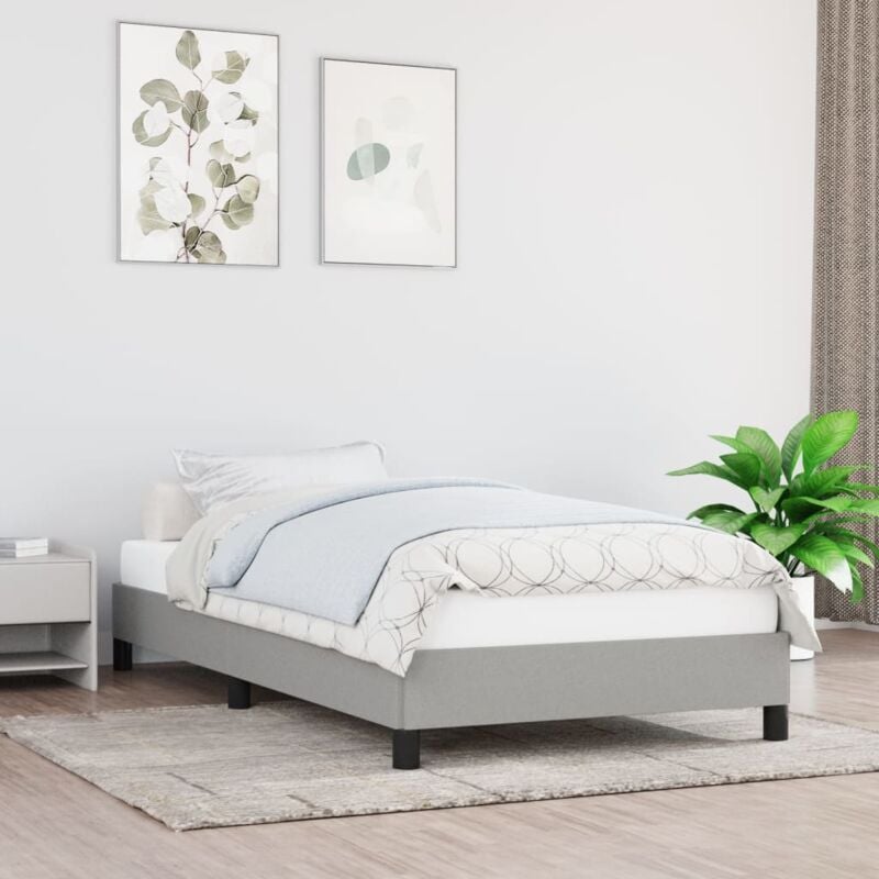 Maison Chic - Lit simple - 90x190 cm, Lit adulte et enfants, Cadre de lit sans matelas gris clair tissu FR651749 design in