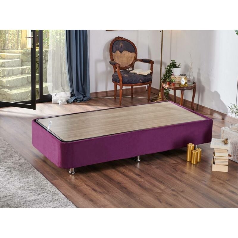 lit simple avec rangement jaxon 90x190cm tissu violet - violet