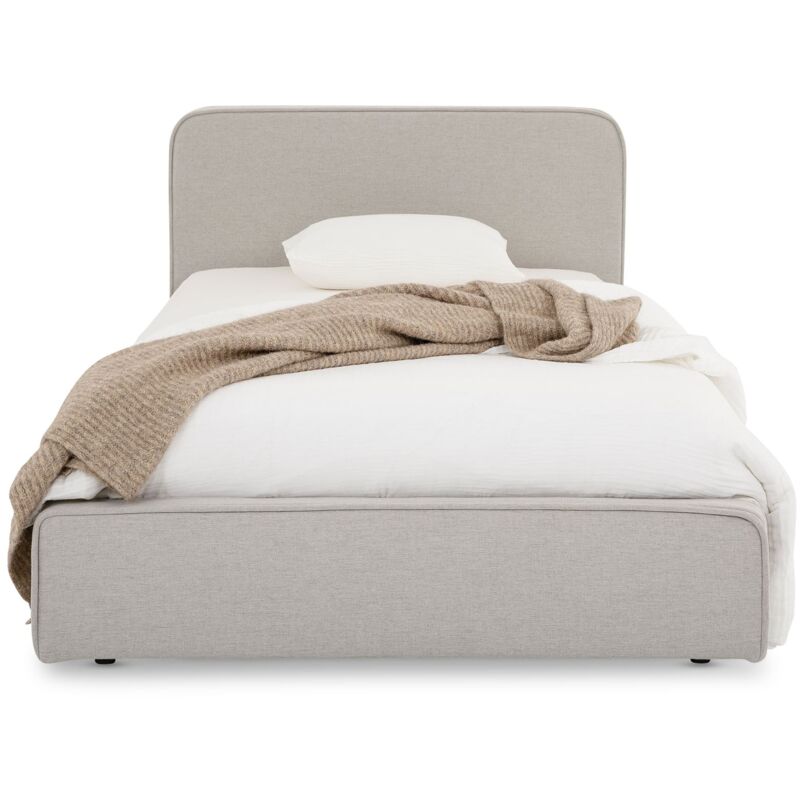 Idimex - Lit simple belarti 90 x 190 cm, revêtement en tissu - Gris clair