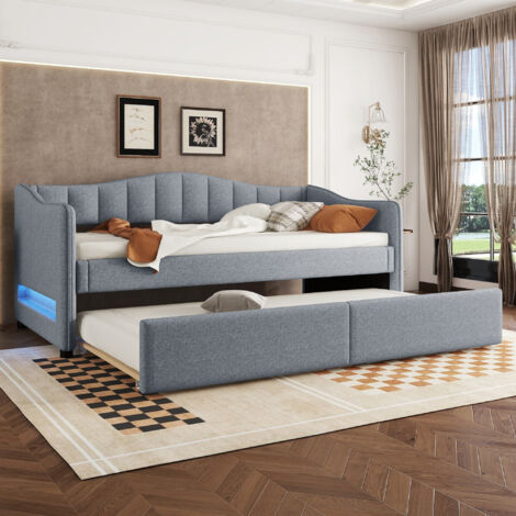 Lit simple  Cadre de lit Gris Lin 212x99x85cm