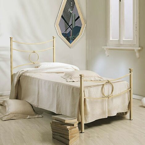 Lit simple en fer avec pied de lit ivoire CONCA 92x208x h117 cm