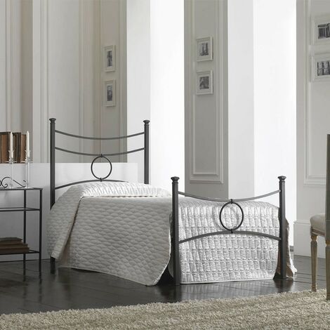 Lit simple en fer avec pied de lit noir CONCA 92x208x h117 cm