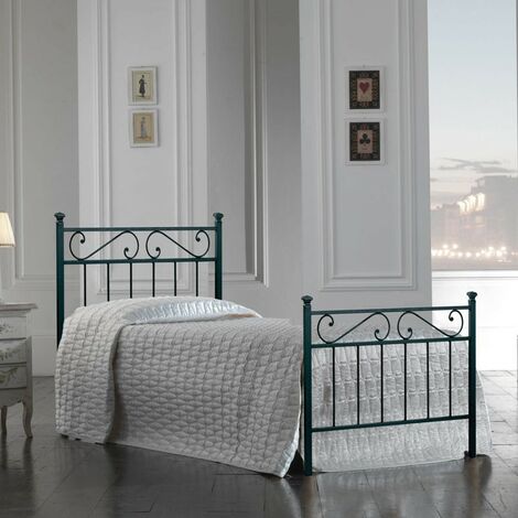Lit simple en fer avec pied de lit Noir TEVERE 92x208x h117 cm