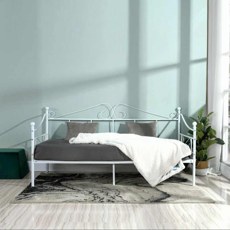 lit Simple en métal Cadre de lit 90 x 190 cm - Blanc