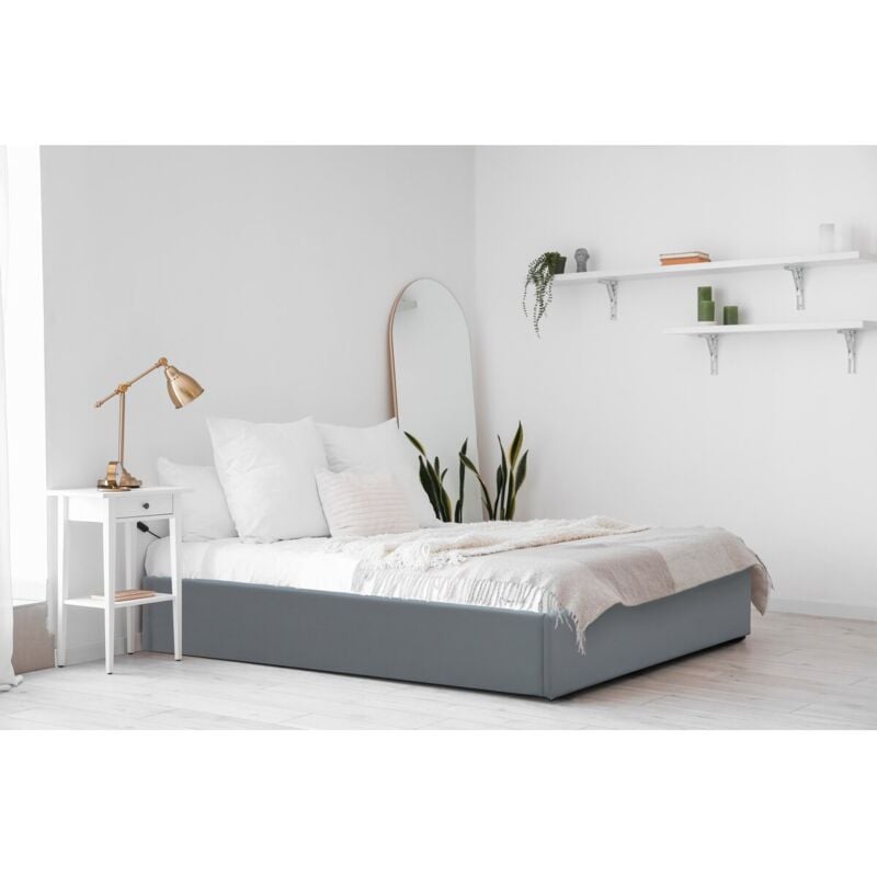 Habitat Et Jardin - Lit simple en pvc avec coffre 'Ava' - 90 x 190 cm - Gris
