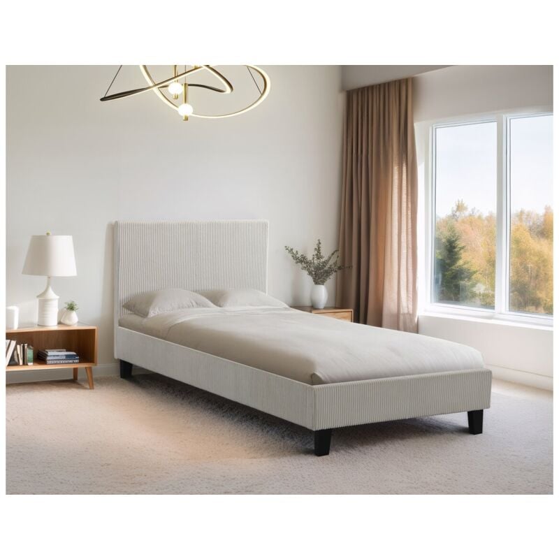 Habitat Et Jardin - Lit simple en velours cotelé 'Ambre' - 90 x 190 - Beige