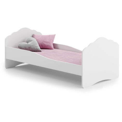 Lit simple Fala 70x140 blanc avec matelas