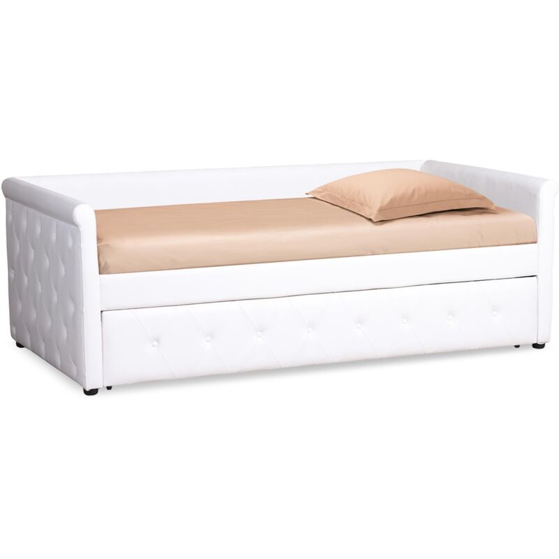 Cotecosy - Lit simple gigogne Garry Simili Blanc