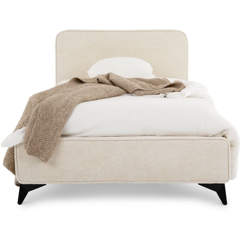 Idimex - Lit simple leverda 90 x 190 cm, revêtement en tissu - Blanc