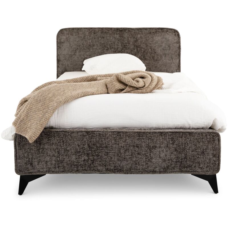 Idimex - Lit simple leverda 90 x 190 cm, revêtement en tissu - Gris