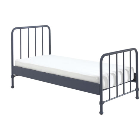 Lit simple métal bleu mat Bronx 90x200