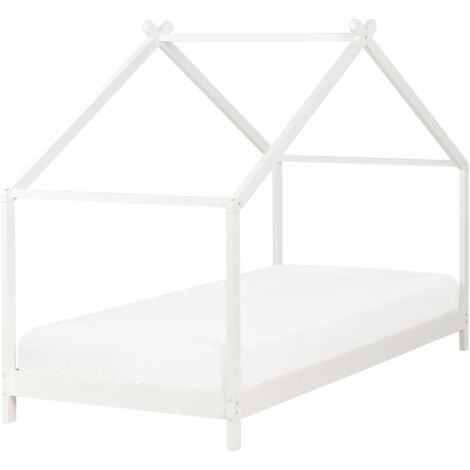 Lit Simple Moderne Bois de Pin 90 x 200 cm Chambre Enfant Blanc Orlu