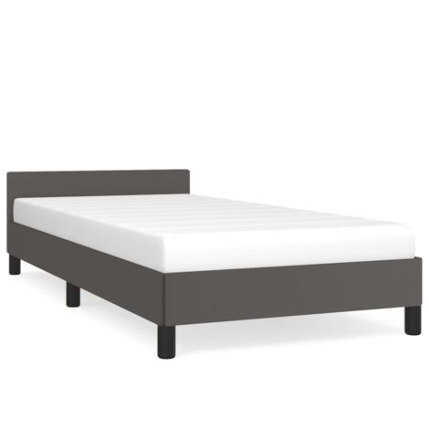 Lit simple pour adulte avec tête de lit - Cadre de lit Gris 90x190 cm Similicuir BV682420 - BonneVie