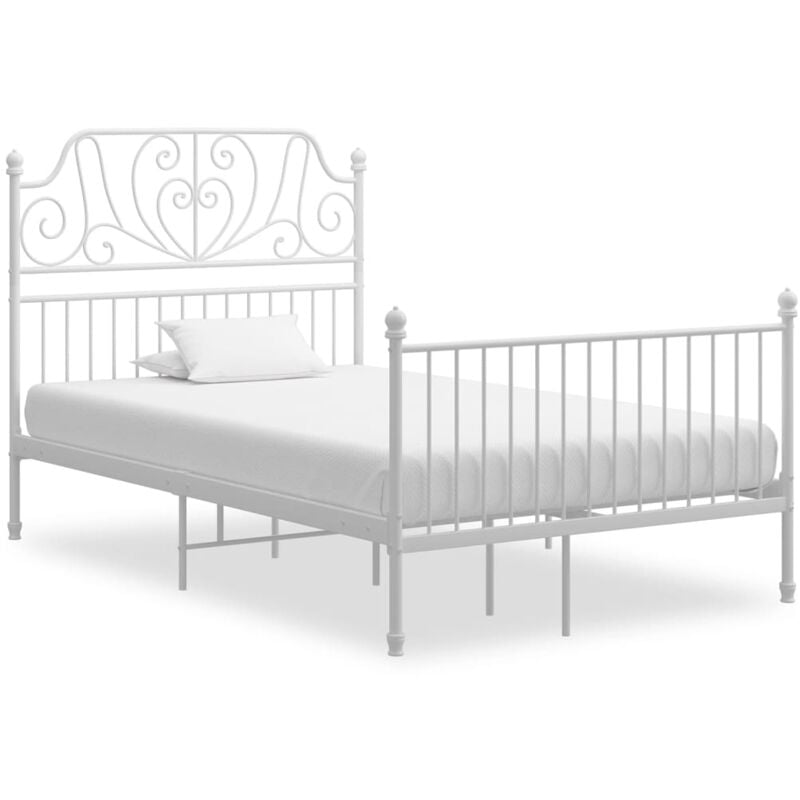 Lit simple pour adulte Cadre de lit - Blanc Métal 120x200 cm BV982061 Bonnevie