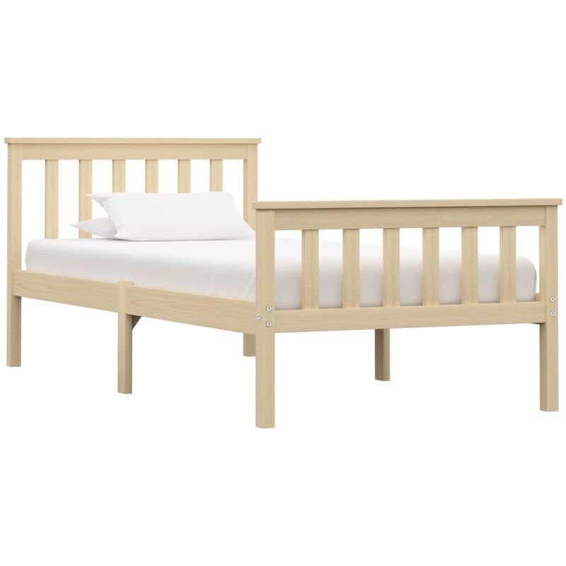 Lit simple pour adulte Cadre de lit - Bois clair Bois de pin massif 100x200 cm BV630625 Bonnevie