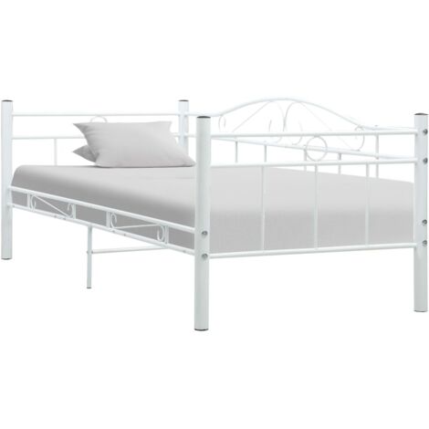 Lit simple pour adulte - Cadre de lit de repos Blanc Métal 90 x 200 cm BV950537 - BonneVie