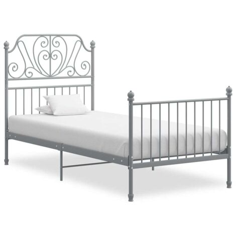 Lit simple pour adulte - Cadre de lit Gris Métal 90x200 cm BV981202 - BonneVie