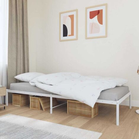 Lit simple pour adulte Moderne - Cadre de lit - métal blanc 90x200 cm BV731884 - BonneVie