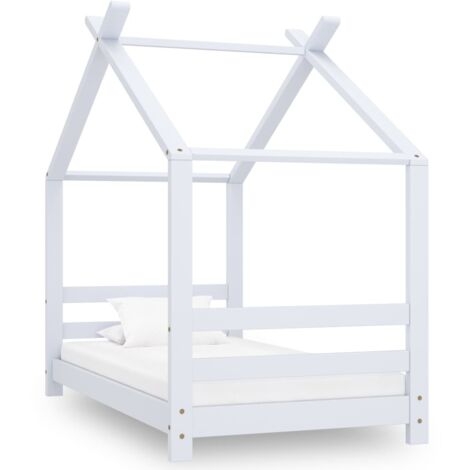 Lit simple pour enfant - Cadre de lit Blanc Bois de pin massif 70x140 cm BV362098 - BonneVie
