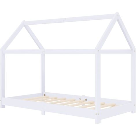 Lit simple pour enfant - Cadre de lit Blanc Bois de pin massif 70x140 cm BV457808 - BonneVie