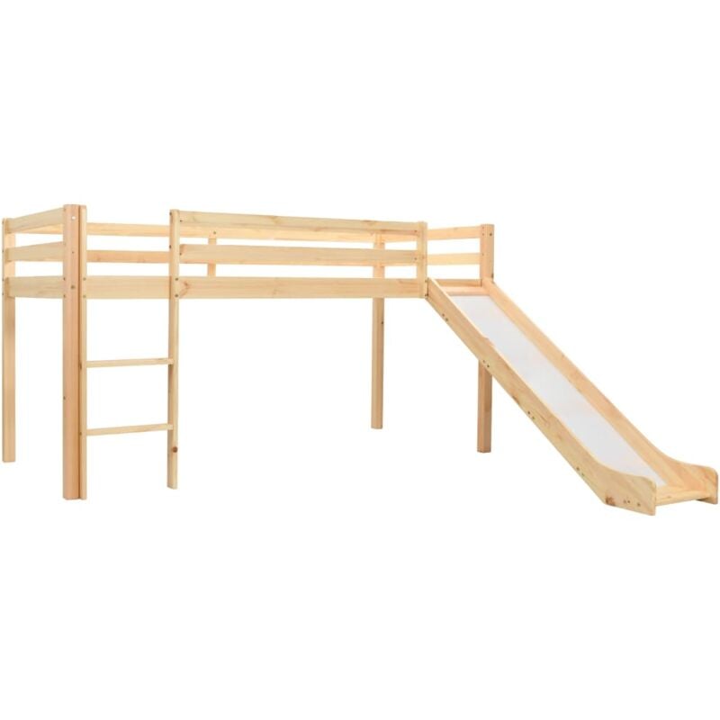 Lit simple pour enfant - Cadre de lit Lit mezzanine d'enfants avec toboggan et échelle Pin 97x208 cm BV336031 - BonneVie
