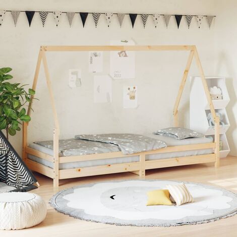 Lit simple pour enfant，Cadre de lit pour enfant，Structure de lit enfants 90x200 cm bois de pin massif CIV532151