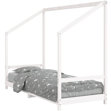 Lit simple pour enfant，Cadre de lit pour enfant，Structure de lit enfants blanc 80x200 cm bois de pin massif CIV323424