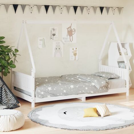 Lit simple pour enfant，Cadre de lit pour enfant，Structure de lit enfants blanc 90x190 cm bois de pin massif CIV256166