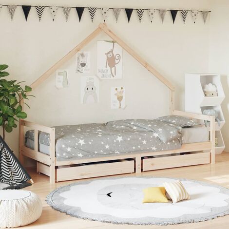Lit simple pour enfant，Cadre de lit pour enfant，Structure de lit enfants gris 80x200 cm bois de pin massif CIV160452
