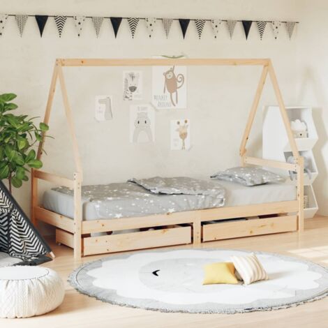 Lit simple pour enfant，Cadre de lit pour enfant，Structure de lit enfants gris 80x200 cm bois de pin massif CIV173093