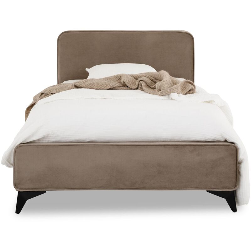 Idimex - Lit simple ravello 90 x 190 cm, revêtement en tissu - Grège