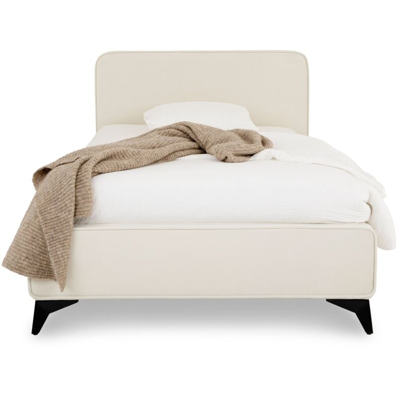 Lit simple RAVELLO 90 x 190 cm, revêtement en tissu - Blanc crème