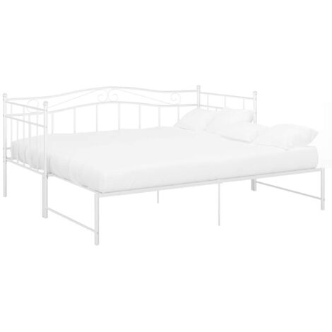 Lit simple，Lit adulte，Cadre de canapé-lit extensible sans matelas blanc 90x200 cm CFW2015526