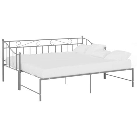 Lit simple，Lit adulte，Cadre de canapé-lit extensible sans matelas gris métal 90x200cm CFW2118388