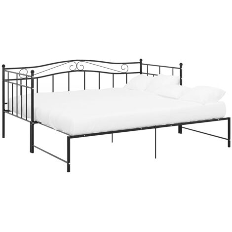 Lit simple，Lit adulte，Cadre de canapé-lit extensible sans matelas Noir Métal 90x200cm CFW6951592