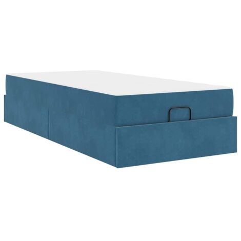 Lit simple，Lit adulte，Cadre de lit avec matelas Bleu 80 x 200 cm Velours CFW5760890