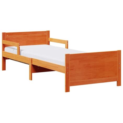 Lit simple，Lit Adulte，Cadre de lit avec matelas Brun cire 80 x 200 cm Pin massif CFW416946