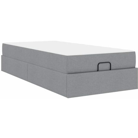 Lit simple，Lit adulte，Cadre de lit avec matelas Gris clair 80 x 200 cm tissu CFW3984296