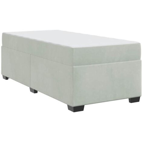 Lit simple，Lit adulte，Cadre de lit avec matelas Gris clair 80 x 200 cm Velours CFW1122735
