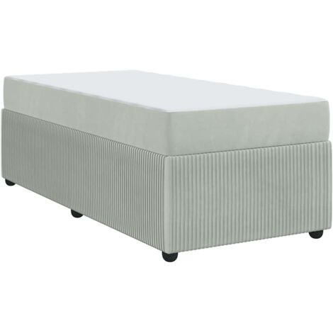 Lit simple，Lit adulte，Cadre de lit avec matelas Gris clair 80 x 200 cm Velours CFW4081928