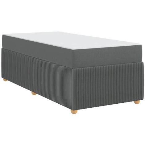Lit simple，Lit adulte，Cadre de lit avec matelas Gris foncé 80 x 200 cm tissu CFW6430337