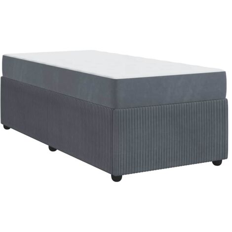 Lit simple，Lit adulte，Cadre de lit avec matelas Gris foncé 80 x 200 cm Velours CFW7939926