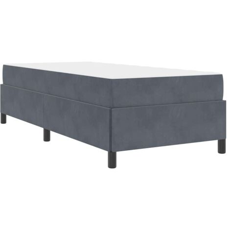 Lit simple，Lit adulte，Cadre de lit avec matelas Gris foncé 80 x 200 cm Velours CFW8591330
