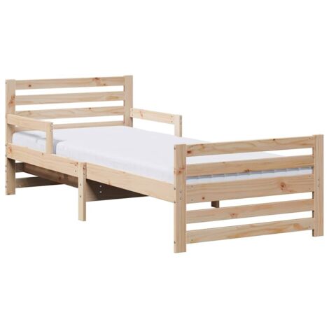 Lit simple，Lit Adulte，Cadre de lit avec matelas Marron 80 x 200 cm Pin massif CFW301752