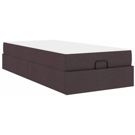 Lit simple，Lit adulte，Cadre de lit avec matelas Marron foncé 80 x 200 cm tissu CFW4787012