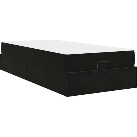 Lit simple，Lit adulte，Cadre de lit avec matelas Noir 80 x 200 cm Velours CFW5623682