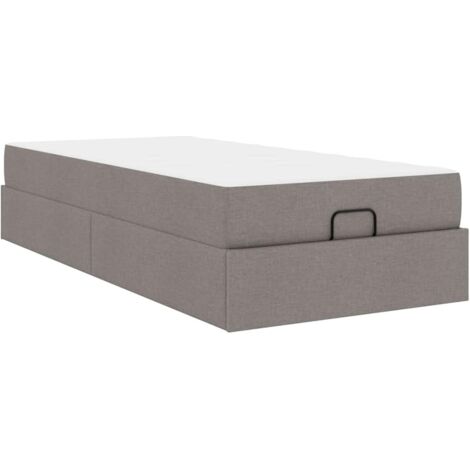 Lit simple，Lit adulte，Cadre de lit avec matelas Taupe 80 x 200 cm tissu CFW2403001