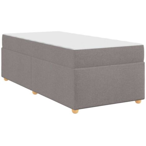 Lit simple，Lit adulte，Cadre de lit avec matelas Taupe 80 x 200 cm tissu CFW3543012