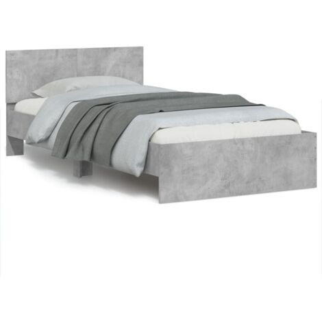 Lit simple，Lit adulte，Cadre de lit avec tête de lit gris béton 100x200 cm CDS70212 CFW428204